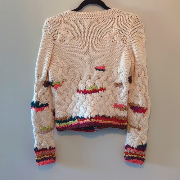 Charlie & Robin knit woven cream and multicolour ribbon cardigan/jacket XS - Picture 2 of 7